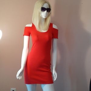 Red,shoulderless dress
